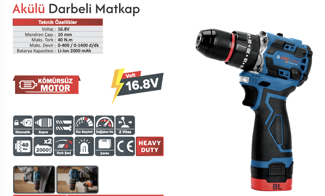 CMC AKÜLÜ DARBELİ MATKAP ARMUT TİP